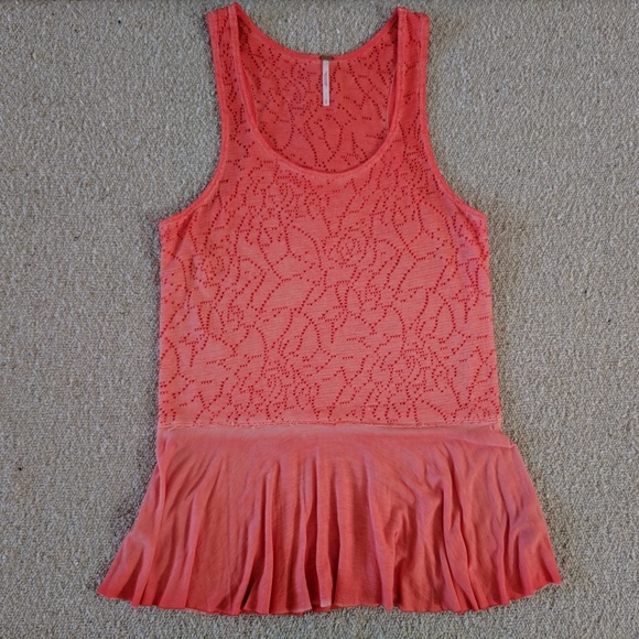 Free People Coral Peplum Tank, Size - S - Picture 2 of 3